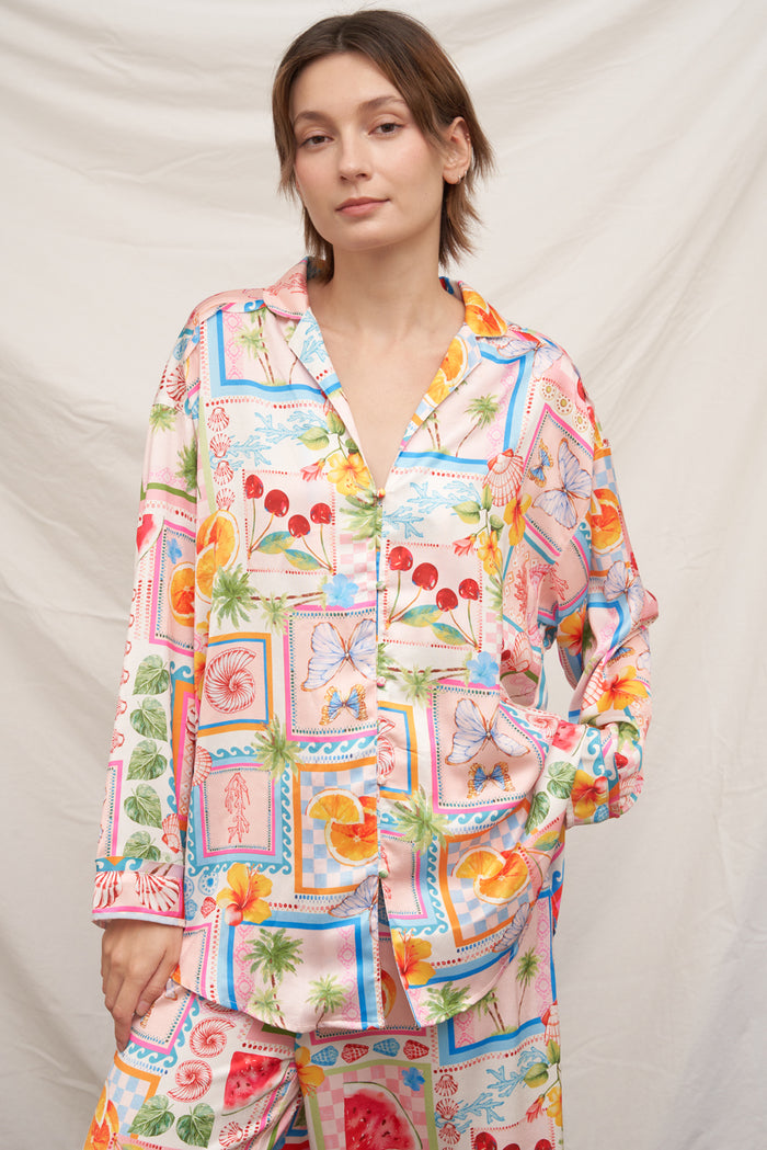 Santorini Satin Button Down