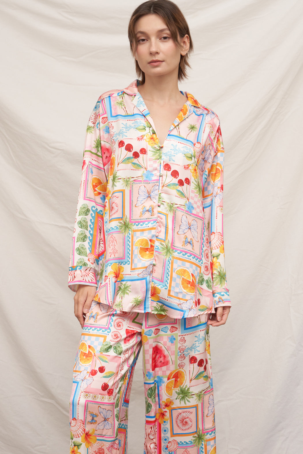 Santorini Satin Button Down