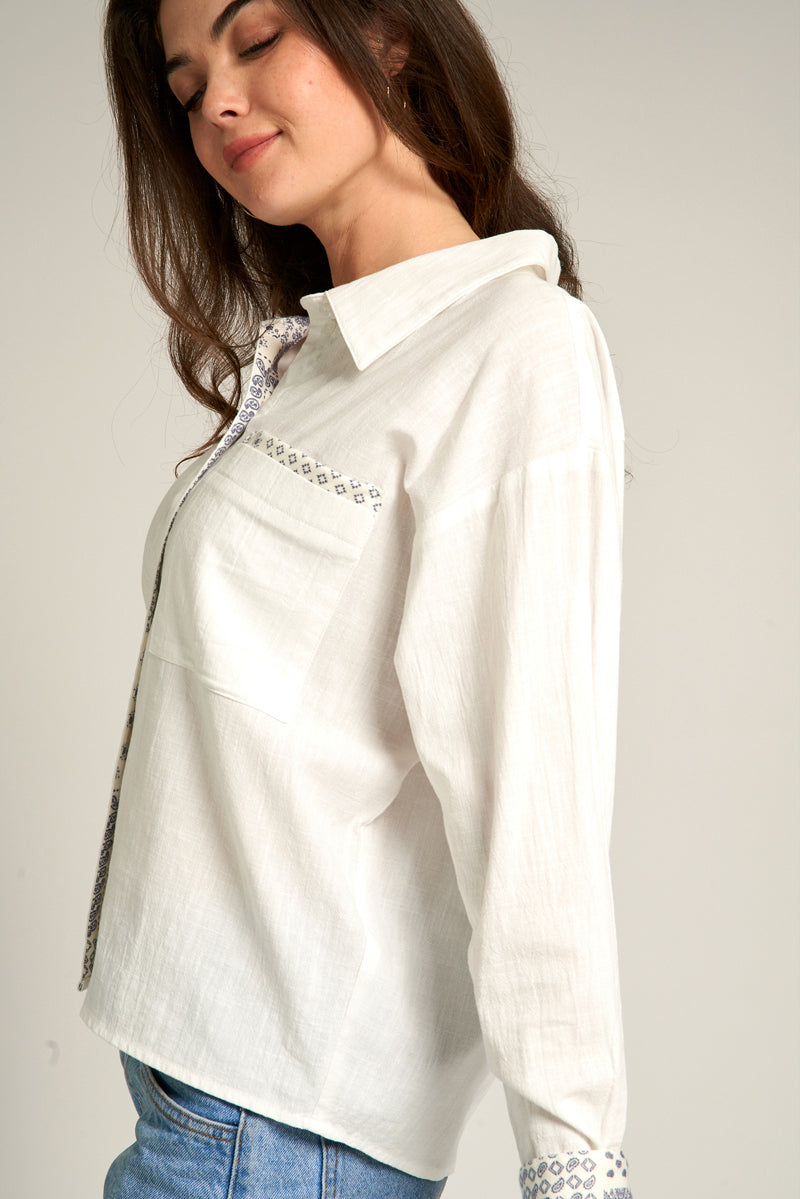 Arden Button Up Shirt With Trim