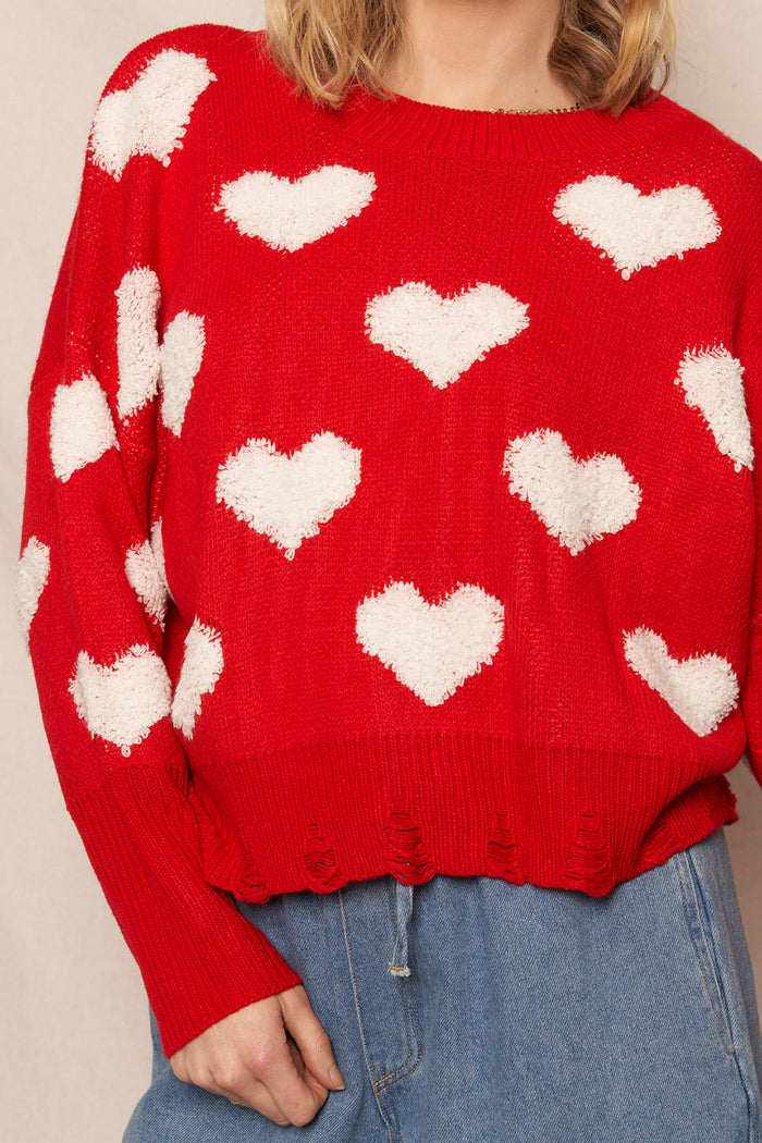 Natalie Distressed Heart Sweater