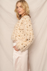 Evita Feathery Sequin Top