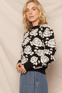 Floral Frost Crop Sweater