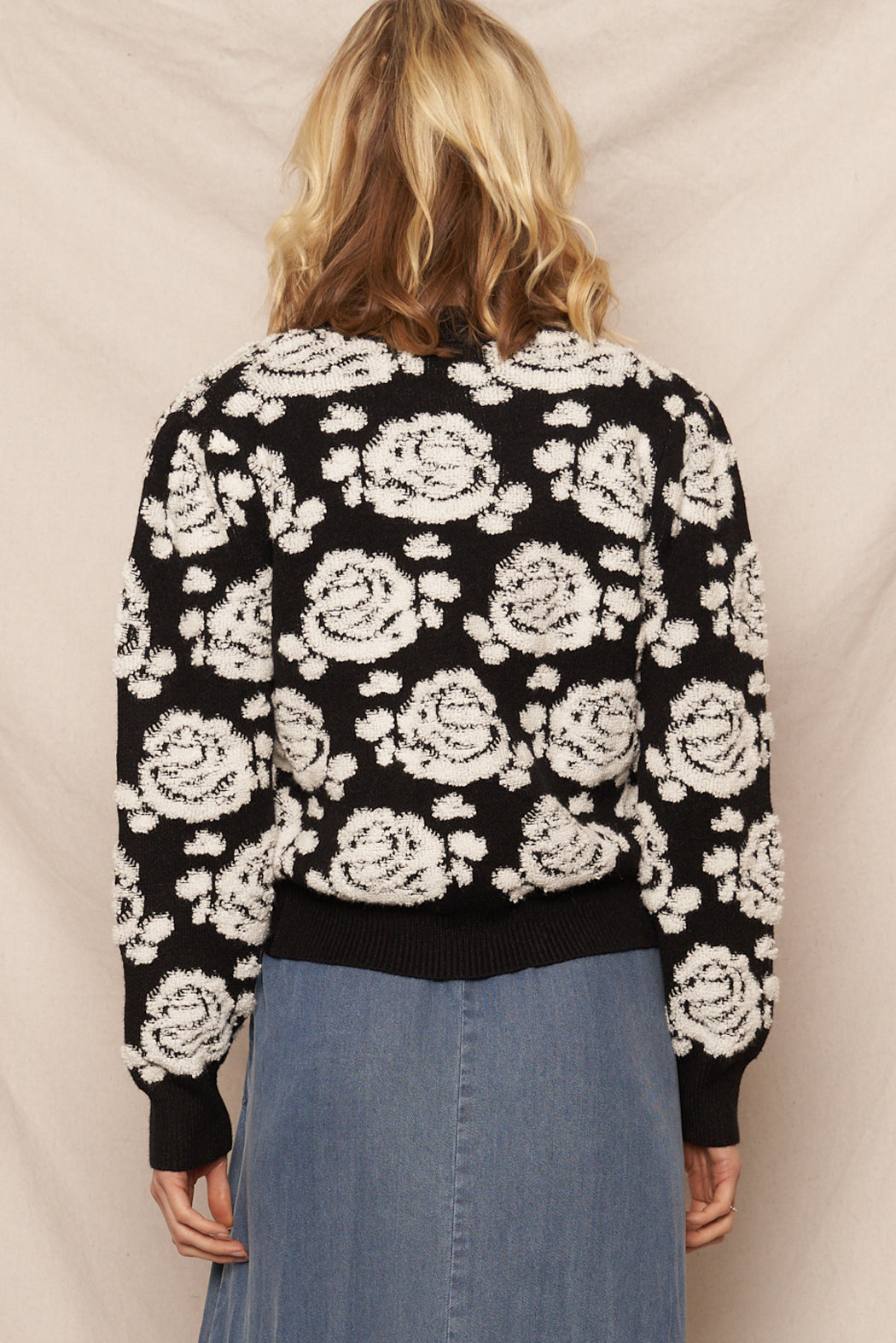 Floral Frost Crop Sweater