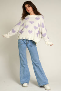 Natalie Distressed Heart Sweater