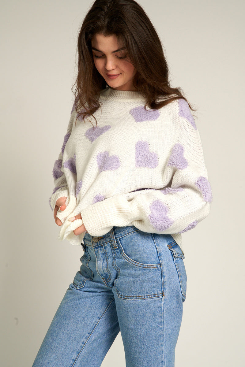 Natalie Distressed Heart Sweater