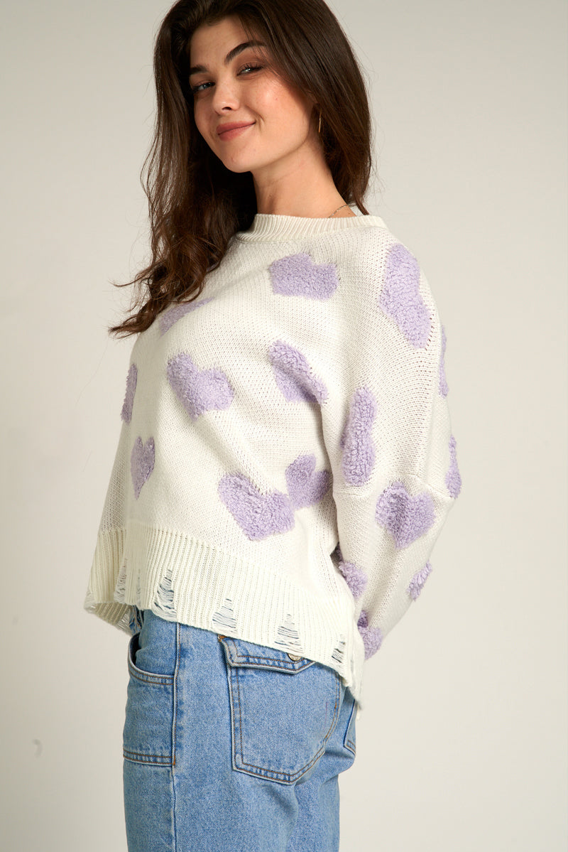 Natalie Distressed Heart Sweater