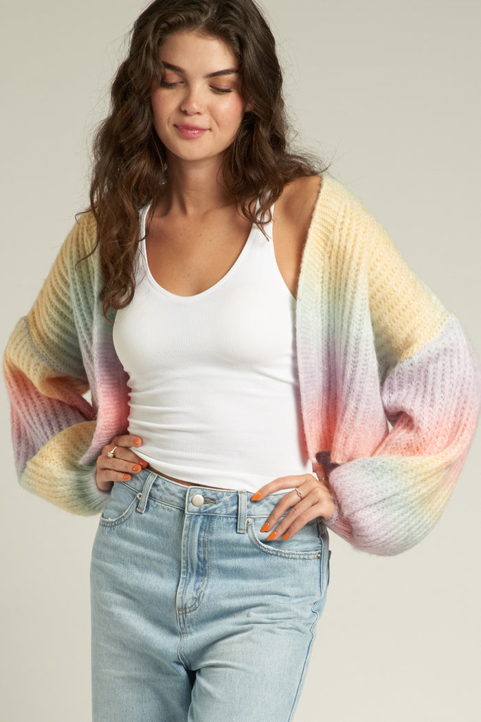 Rowan Cropped Rainbow Cardigan