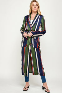 Reza Striped Satin Kimono