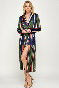 Reza Striped Satin Kimono