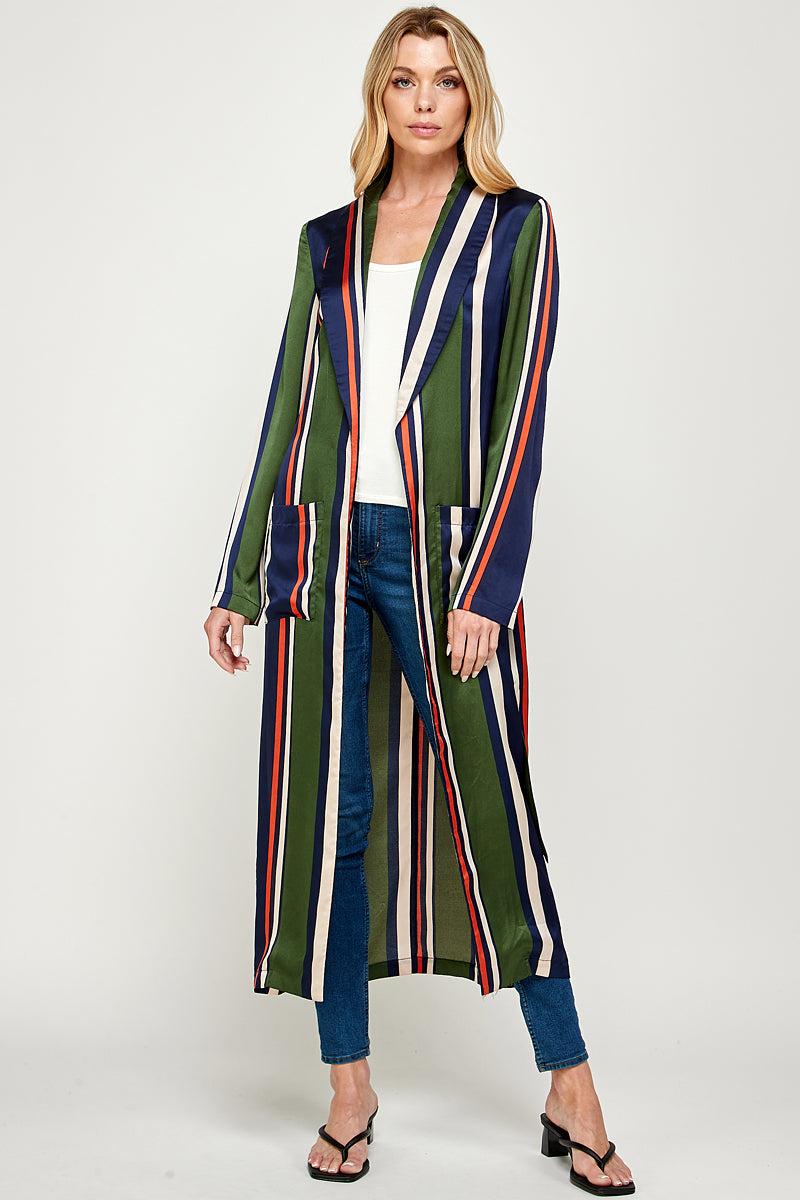 Reza Striped Satin Kimono