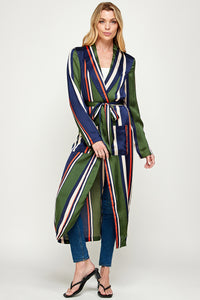 Reza Striped Satin Kimono