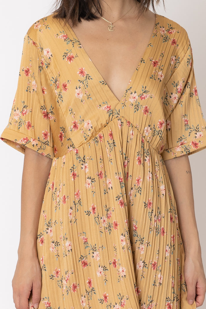 Caramel Floral Mini Dress