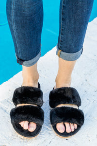 Double Strapped Fur Slippers