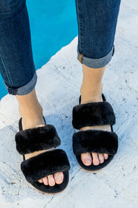 Double Strapped Fur Slippers